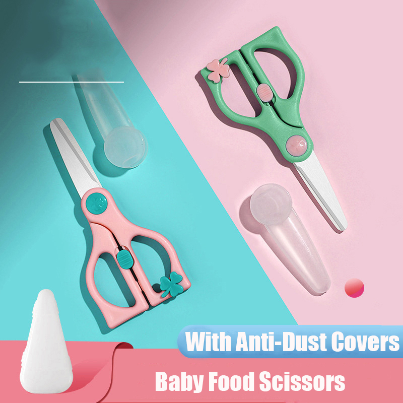 Baby Food Scissors - กรรไกรตัดอาหารเด็กเซรามิกพร้อมล็อกนิรภัยสำหรับเด็กทารกกรรไกรช่วยป้อนอาหารเด็กทารกอุปกรณ์เสริมเพื่อสุขภาพเด็กวัยหัดเดิน