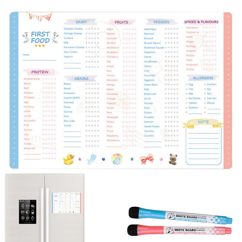 Baby Food Journal - Baby First Foods Checklist แม่เหล็กทําซ้ําได้ Baby