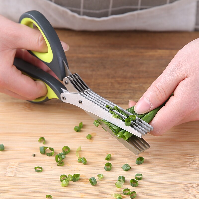 Baby Food Scissors - กรรไกรตัดต้นหอม, กรรไกรตัดอาหารสแตนเลส, เครื่องหั่นโนริ 5 ชั้นอเนกประสงค์, เครื่องตัดอาหารเด็กในครัว