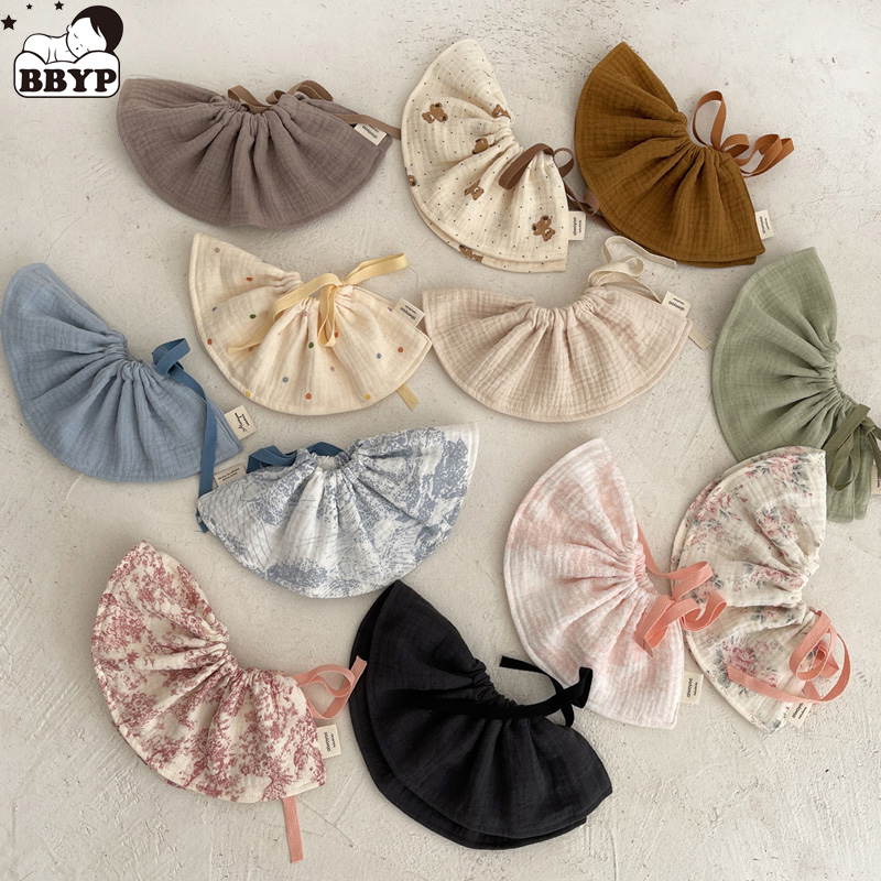 Baby Food Apron - 4 ชั้นผ้าฝ้ายผ้ากันเปื้อนเด็กเด็กวัยหัดเดินทารกแรกเกิดพิมพ์ Ruffle Feeding Burp Cloths