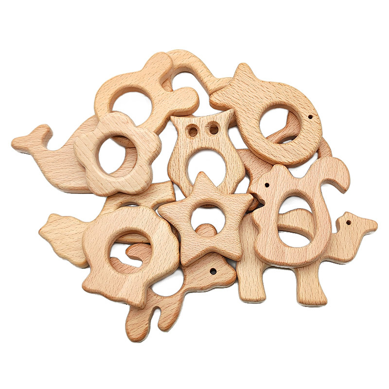 Baby Food Ideas - การ์ตูนรูปร่างธรรมชาติเกรดอาหาร Beech ไม้ Teether Baby Molar