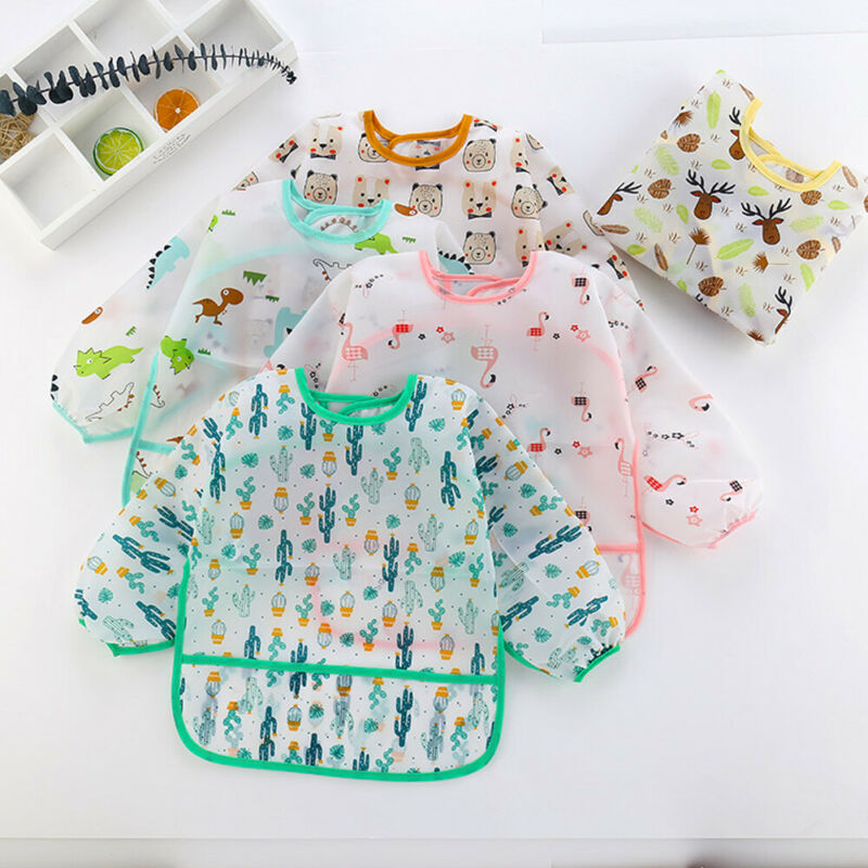 Baby Food Apron - ผ้ากันเปื้อนเด็กใหม่น่ารักเด็กทารก Stuff เด็กวัยหัดเดินกันน้ําแขนยาว Art Smock Feeding