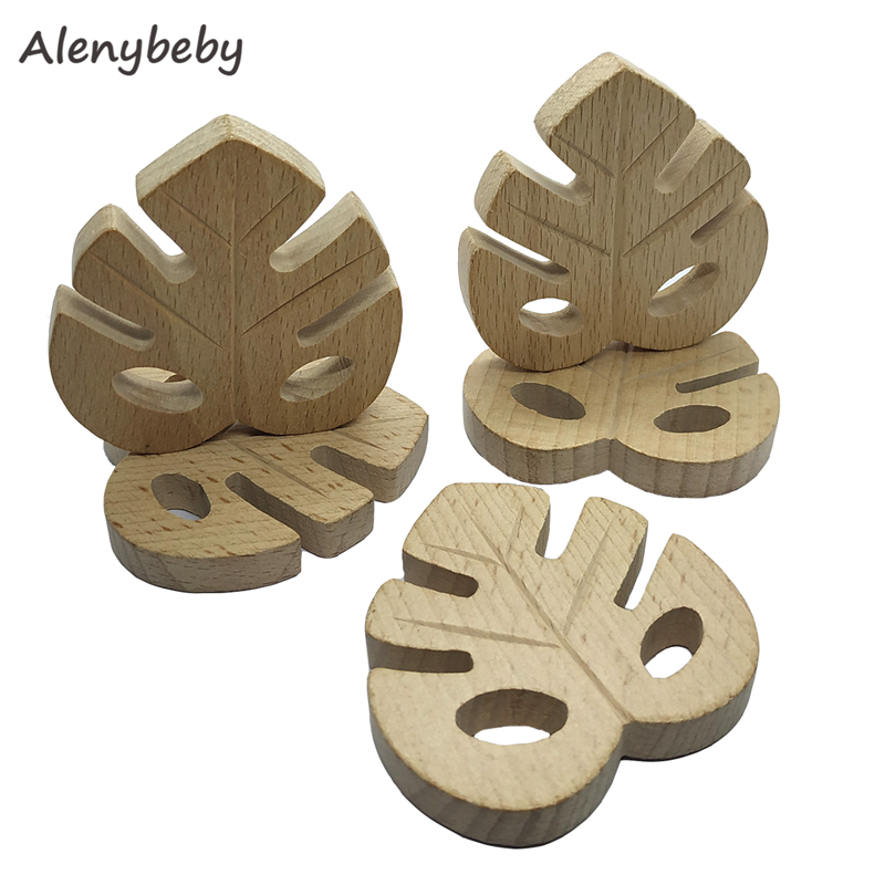 Baby Food Organic - ไม้ธรรมชาติTeether Leaf Shapeจี้เด็กไม้บีชของเล่นทารกแรกเกิดเกรดอาหารDIY Organic Teether Baby