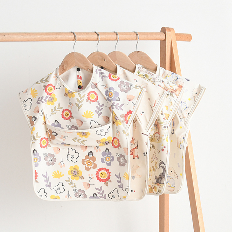 Baby Food Apron - ทารกแรกเกิด Bibs เสื้อกันน้ําไม่มีแขนย้อนกลับ Dressing ทารกกินเสื้อผ้าผ้ากันเปื้อน Bib
