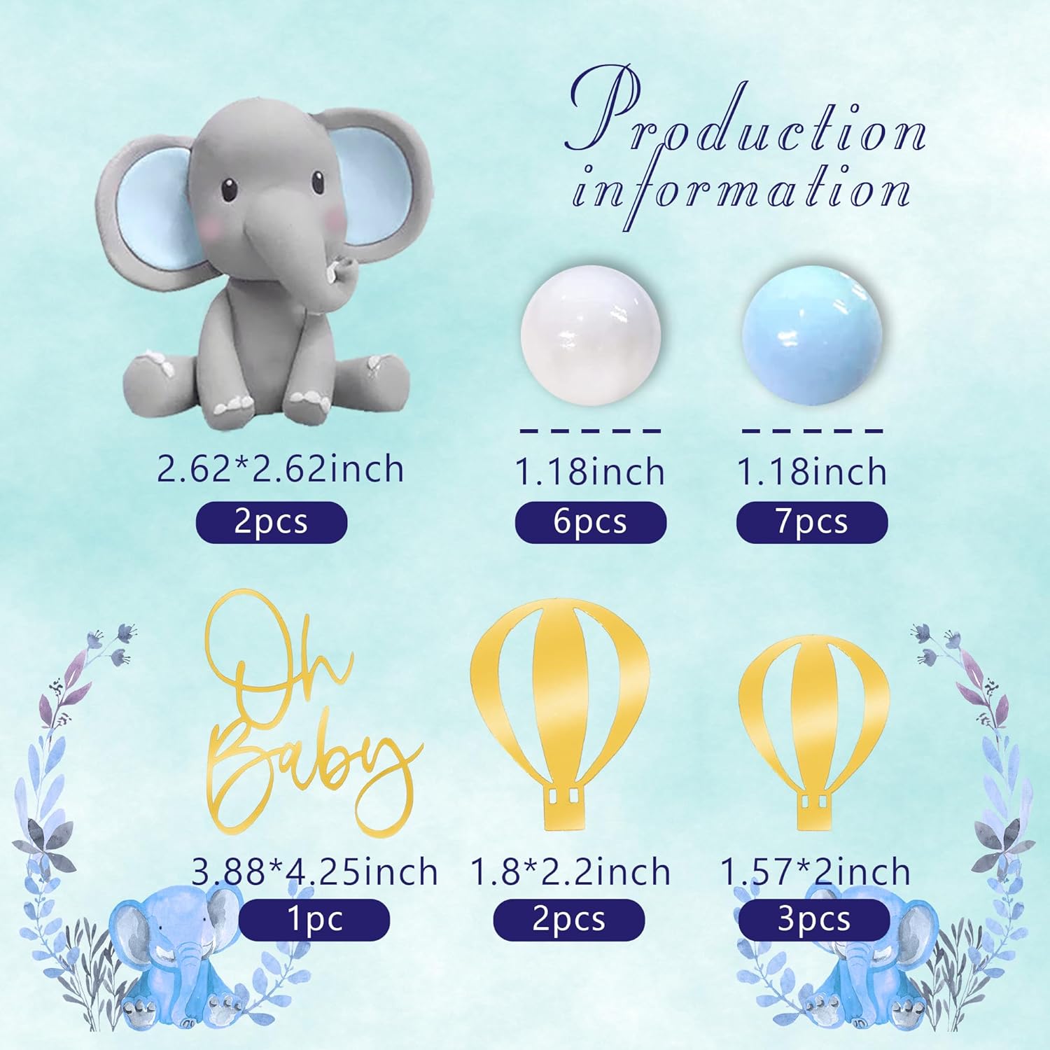 ช้างเค้กตกแต่งเค้กเด็ก Topper  - Baby Food Ideas บทวิจารณ์และราคา