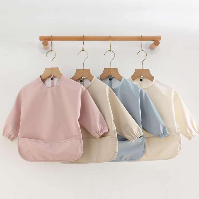 สีทึบเด็ก Bibs แขนยาวเด็กทารกเ - Baby Food Apron บทวิจารณ์และราคา