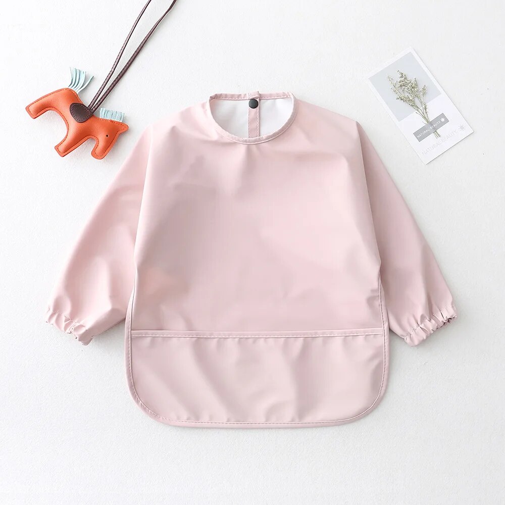 สีทึบเด็ก Bibs แขนยาวเด็กทารกเ - Baby Food Apron บทวิจารณ์และราคา